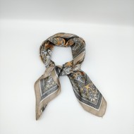 Small retro silk scarf in brown