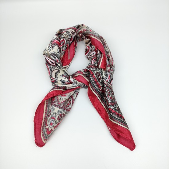 Small vintage silk scarf in red