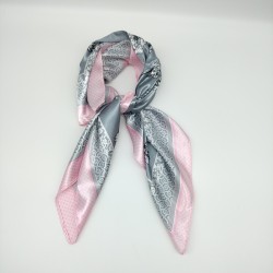 Small retro silk scarf in grey pink