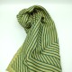 Green and yellow velvet square sheer fabric striped scarf