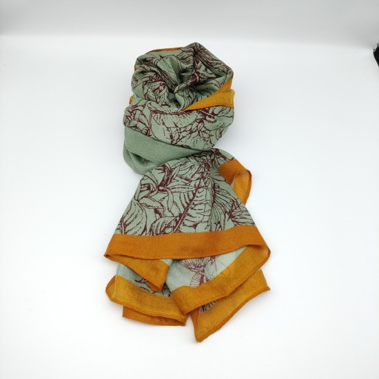 Green and yellow rimmed butterfly bird scarf