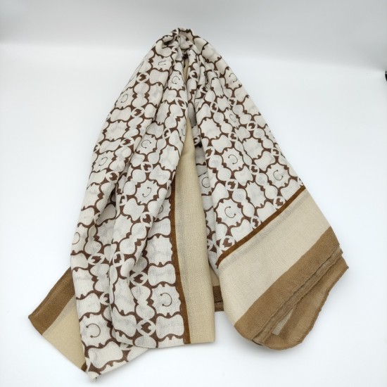 Khaki cotton linen with a shawl for autumn and winter